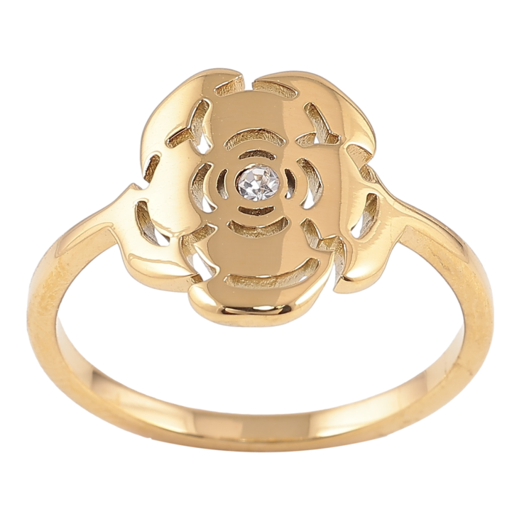 Кольцо Xuping TTM Stainless Steel Цвет 14К Цветочек с кристаллом фото №24