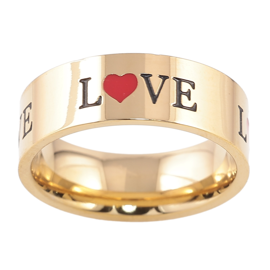Кольцо Xuping TTM Stainless Steel Цвет 14К Love, шир. 7мм фото №1