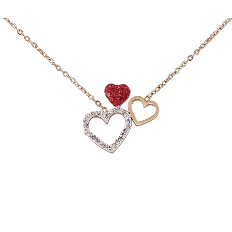 Підвіска на ланцюжку Xuping ТТМ Stainless Steel колір 14К «Сердечка» дл.44-49см х 1мм фото №1 Підвіска на ланцюжку Xuping ТТМ Stainless Steel колір 14К «Сердечка» дл.44-49см х 1мм фото №1