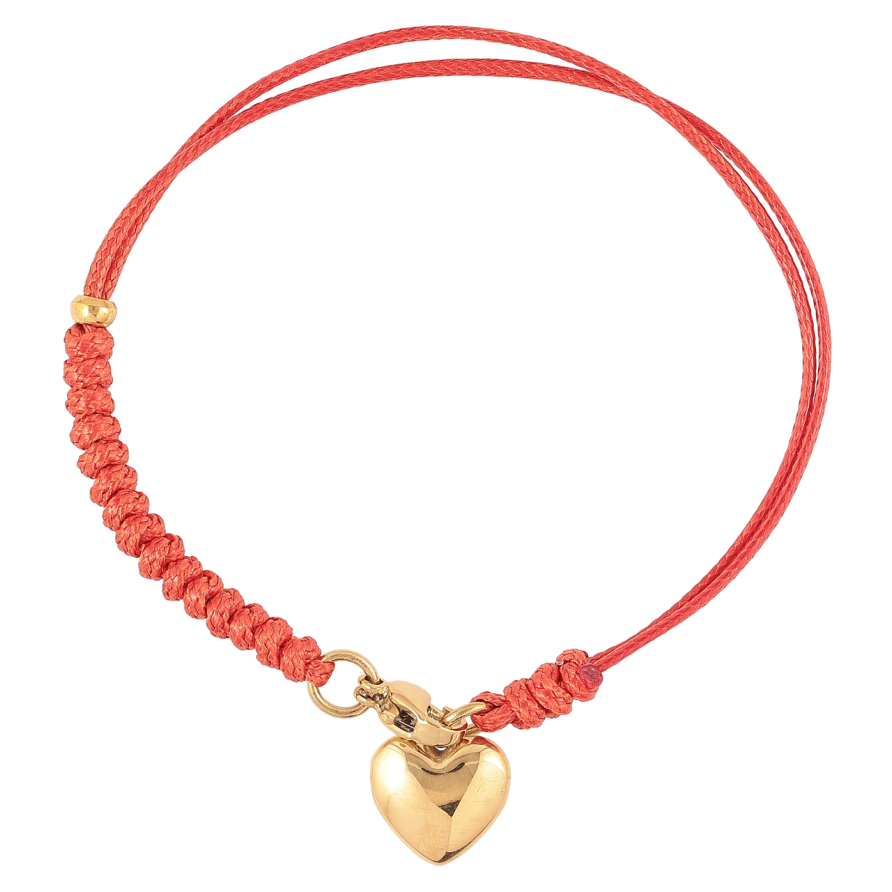Браслет Xuping ТТМ Stainless Steel цвет 14K Красный шнур с подвеской сердечко длинна 18см х 2мм фото №1 Браслет Xuping ТТМ Stainless Steel цвет 14K Красный шнур с подвеской сердечко длинна 18см х 2мм фото №1