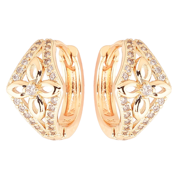 Серьги Xuping M&L Цвет 18K колечки Цветочный узор с цирконием фото №17