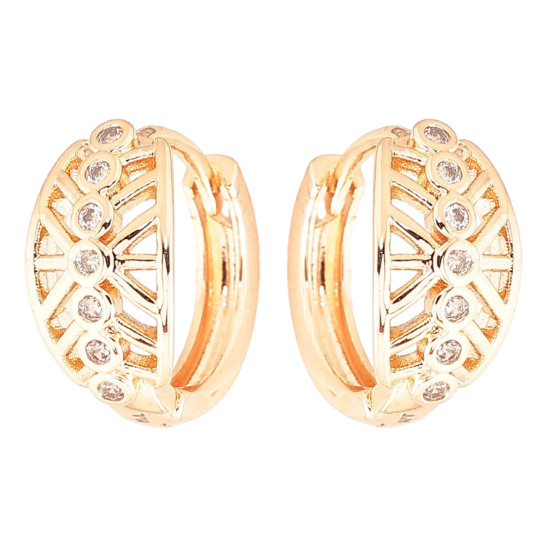 Сережки Xuping M&L Колір 18K колечка «Різьблений візерунок з доріжкою цирконію» фото №1