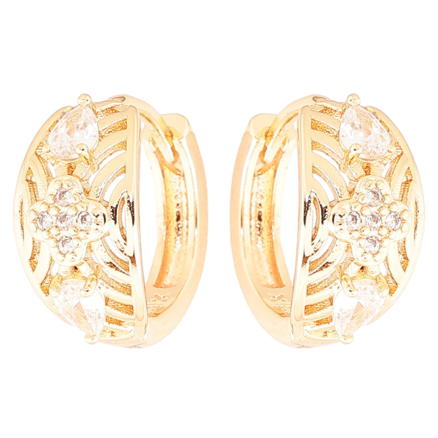 Сережки Xuping M&L Колір 18K колечка «Декоративний візерунок з цирконієм» фото №1