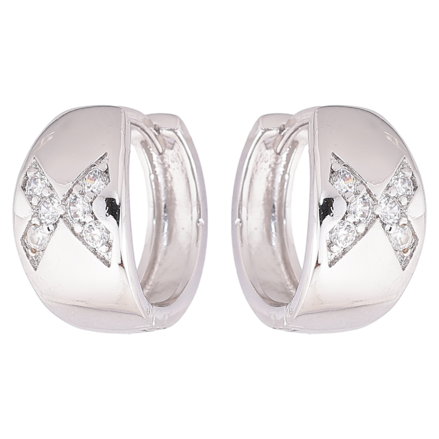 Сережки Xuping M&L Колір Родій колечка «Візерунок з цирконієм» фото №1