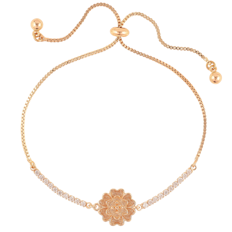 Браслет Xuping M&L Цвет 18K Дорожка циркония с цветком на бегунке, дл. 12-24см х 1мм фото №1