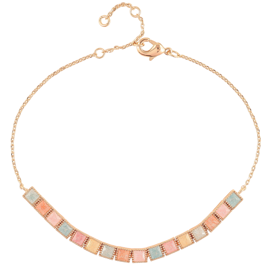 Браслет Xuping M&L Цвет 18K Цепочка с дорожкой цветного циркония длинна с доп.звеном 18.5,19.5,21,22см х 1мм фото №1