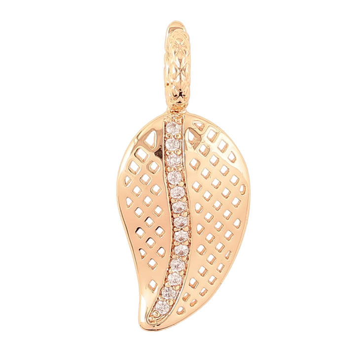 Кулон Xuping M&L Колір 18K Листочок з різьбленим візерунком і доріжкою цирконію» для ланцюжка до 4мм фото №4