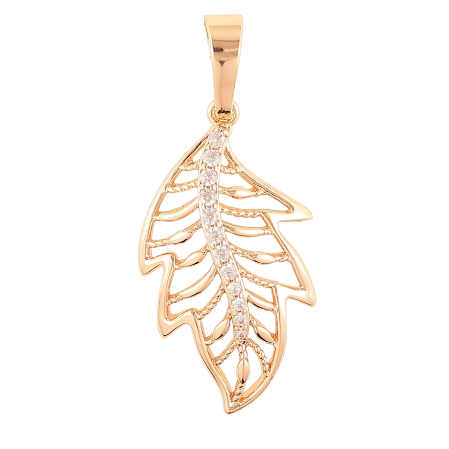 Кулон Xuping M&L Колір 18K «Різьблений листок з цирконієм» для ланцюжка до 7мм фото №1