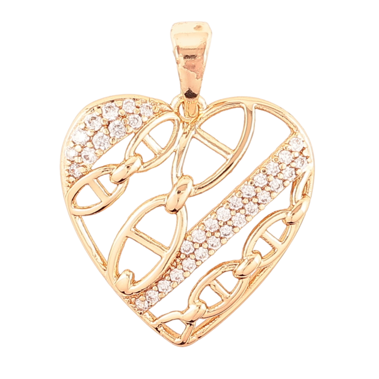 Кулон Xuping M&L Колір 18K «Сердечко з візерунком і цирконієм» для ланцюжка до 5мм фото №3