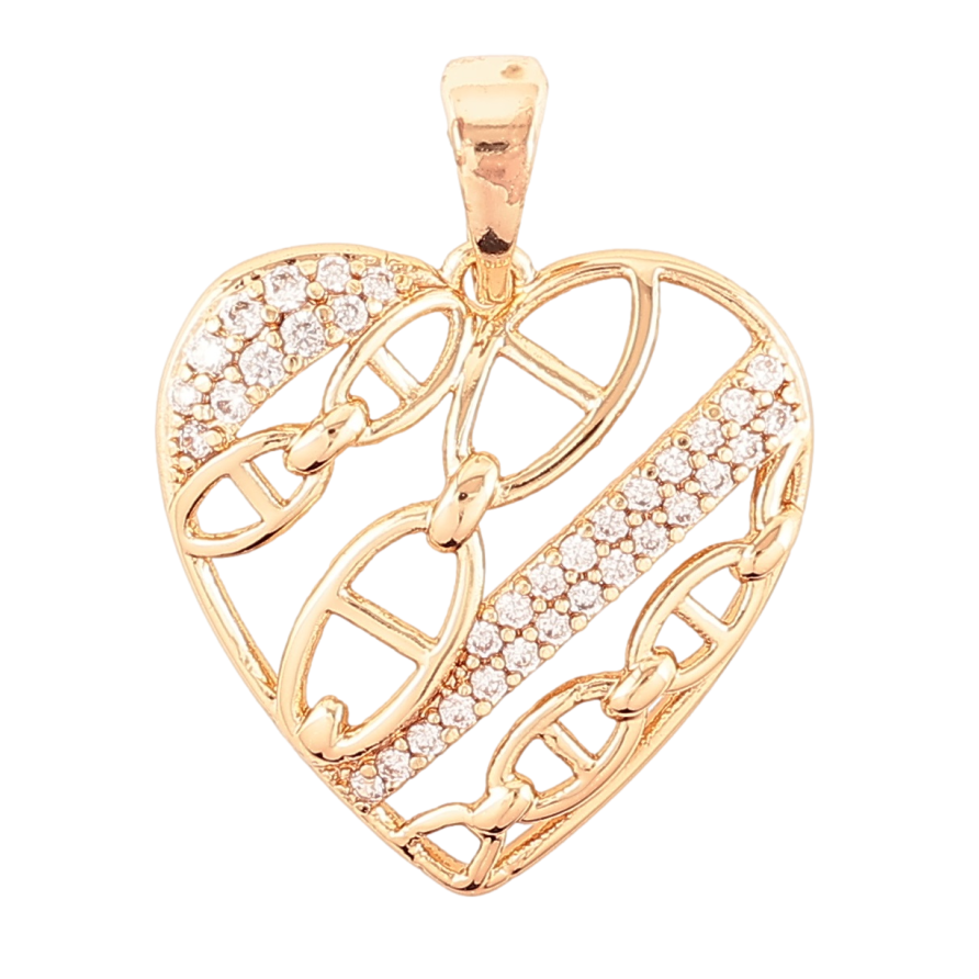 Кулон Xuping M&L Колір 18K «Сердечко з візерунком і цирконієм» для ланцюжка до 5мм фото №1