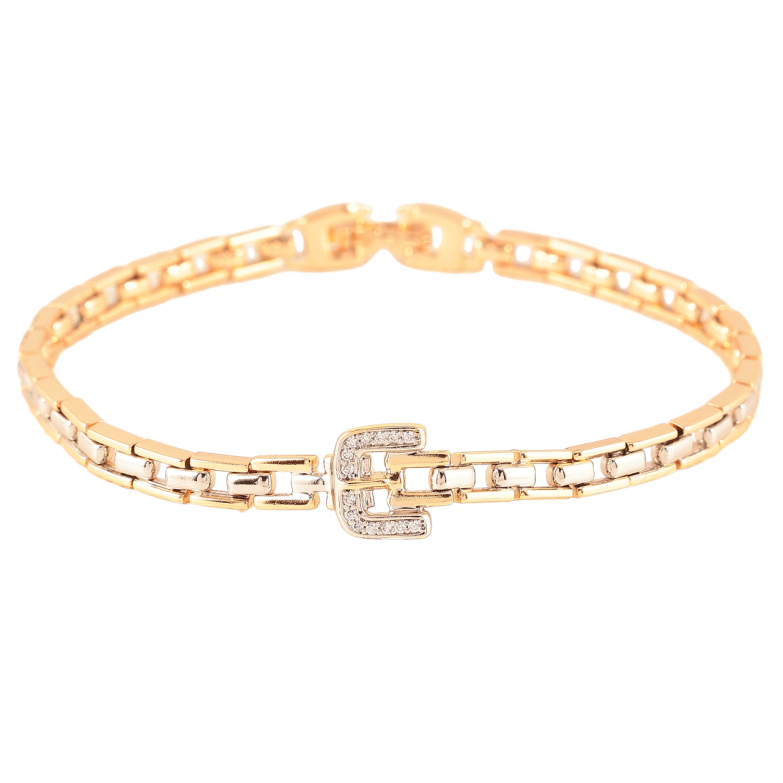 Браслет Xuping Позолота 18К + Родий Ремешок с цирконием длина 19см х 4мм фото №1 Браслет Xuping Позолота 18К + Родий Ремешок с цирконием длина 19см х 4мм фото №1