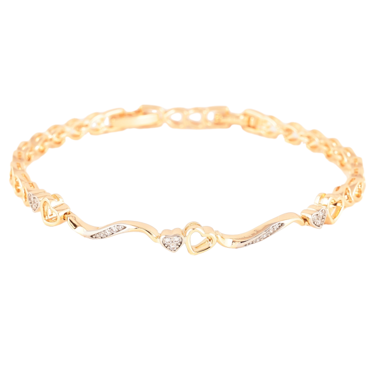 Браслет Xuping Позолота 18К + Родій «Романтичний візерунок з цирконієм» довжина з дод. замком 17.5,19.5см х 4мм фото №12 Браслет Xuping Позолота 18К + Родій «Романтичний візерунок з цирконієм» довжина з дод. замком 17.5,19.5см х 4мм фото №12