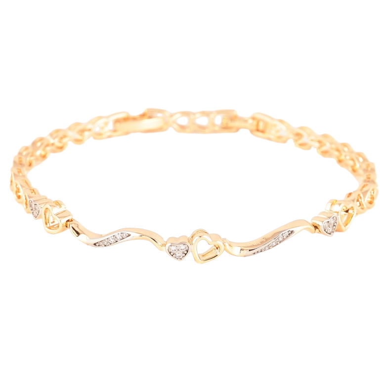 Браслет Xuping Позолота 18К + Родій «Романтичний візерунок з цирконієм» довжина з дод. замком 17.5,19.5см х 4мм фото №1 Браслет Xuping Позолота 18К + Родій «Романтичний візерунок з цирконієм» довжина з дод. замком 17.5,19.5см х 4мм фото №1