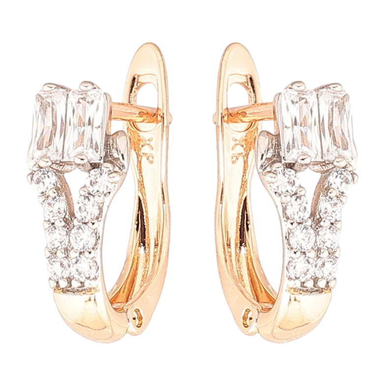 Сережки Xuping Позолота 18K + Родій англійський замок Візерунок з цирконієм» фото №1