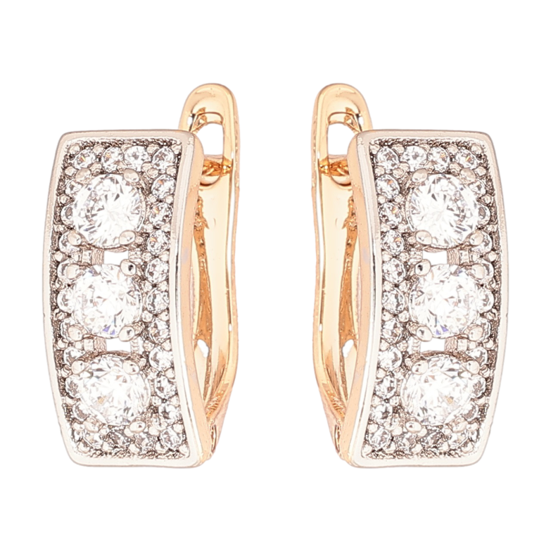 Серьги Xuping Позолота 18K + Родий английский замок Инкрустация цирконием фото №1