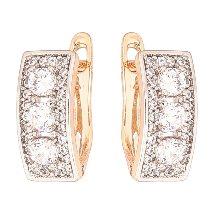 Серьги Xuping Позолота 18K + Родий английский замок Инкрустация цирконием фото №1