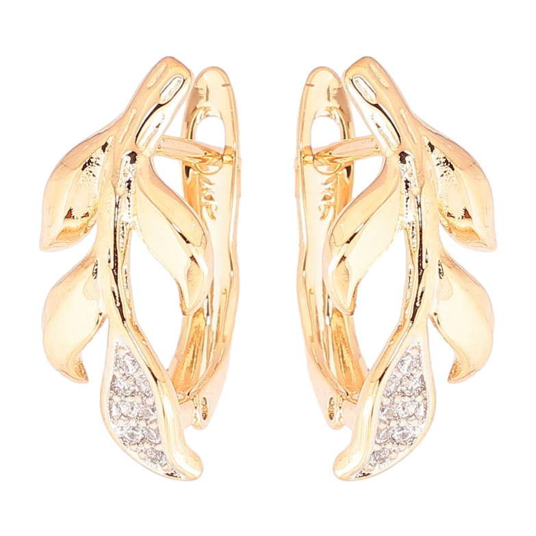 Серьги Xuping Позолота 18K + Родий английский замок Веточки с цирконием фото №1 Серьги Xuping Позолота 18K + Родий английский замок Веточки с цирконием фото №1