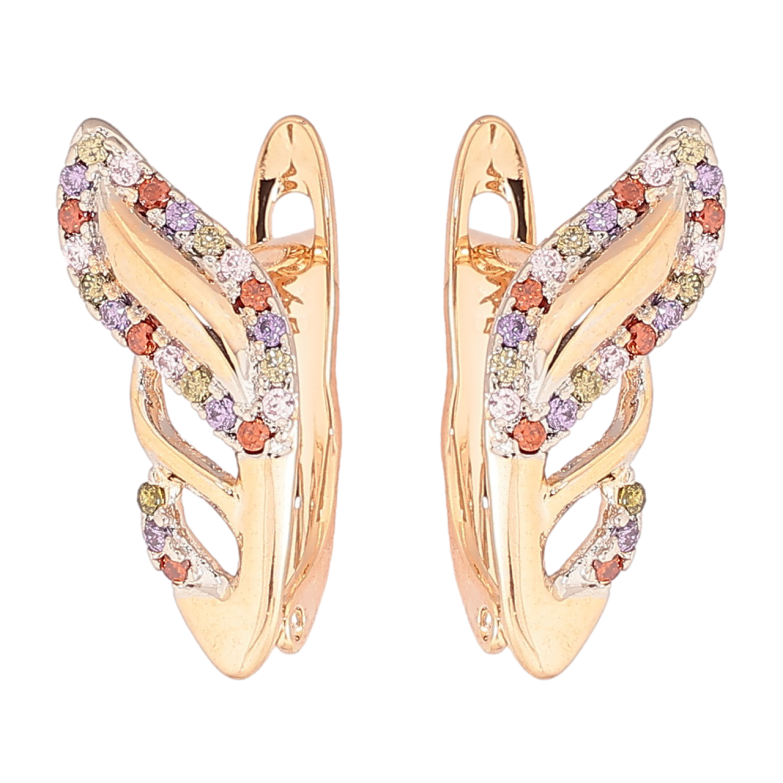 Сережки Xuping Позолота 18K + Родій англійський замок «Декоративний візерунок з різнокольоровим цирконієм» фото №1