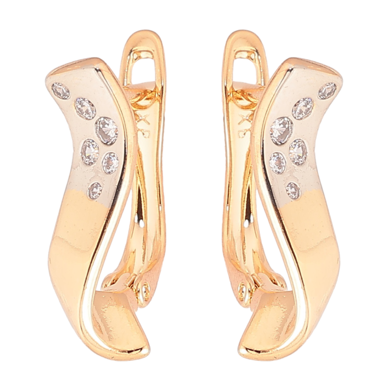 Сережки Xuping Позолота 18K + Родій англійський замок «Декоративний візерунок з вставками цирконію» фото №1