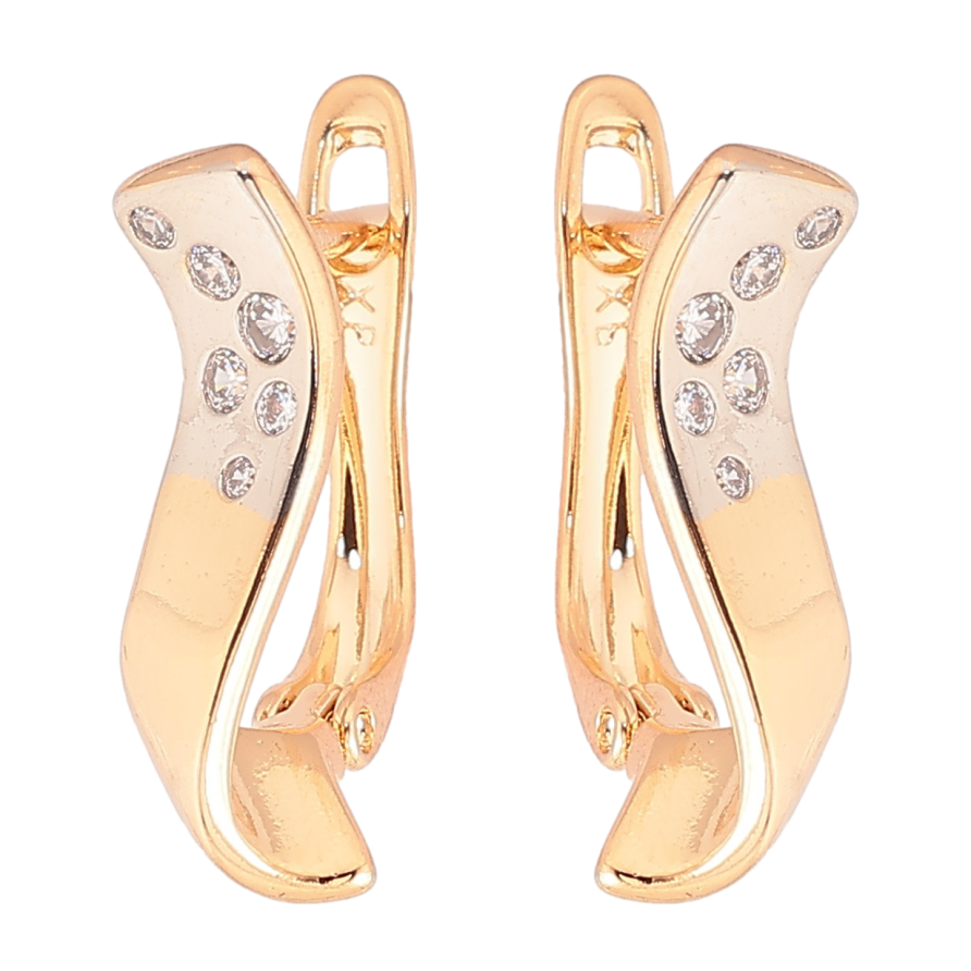 Серьги Xuping Позолота 18K + Родий английский замок Декоративный узор с вставками циркония фото №1