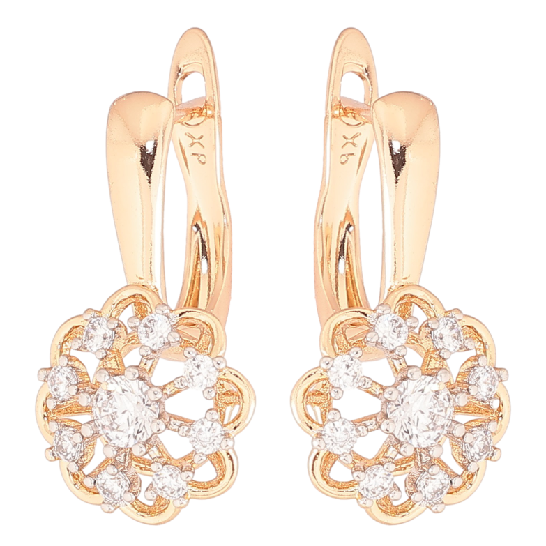 Серьги Xuping Позолота 18K + Родий английский замок Цветочки с цирконием фото №1 Серьги Xuping Позолота 18K + Родий английский замок Цветочки с цирконием фото №1