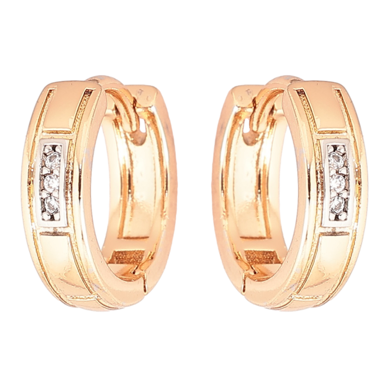 Серьги Xuping Позолота 18K + Родий колечки Узор с цирконием фото №1 Серьги Xuping Позолота 18K + Родий колечки Узор с цирконием фото №1