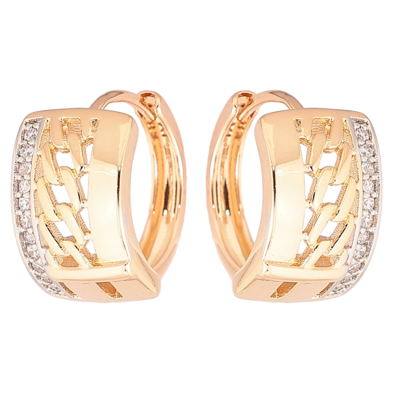 Серьги Xuping Позолота 18K + Родий колечки Узор цепочка с дорожкой циркония фото №6