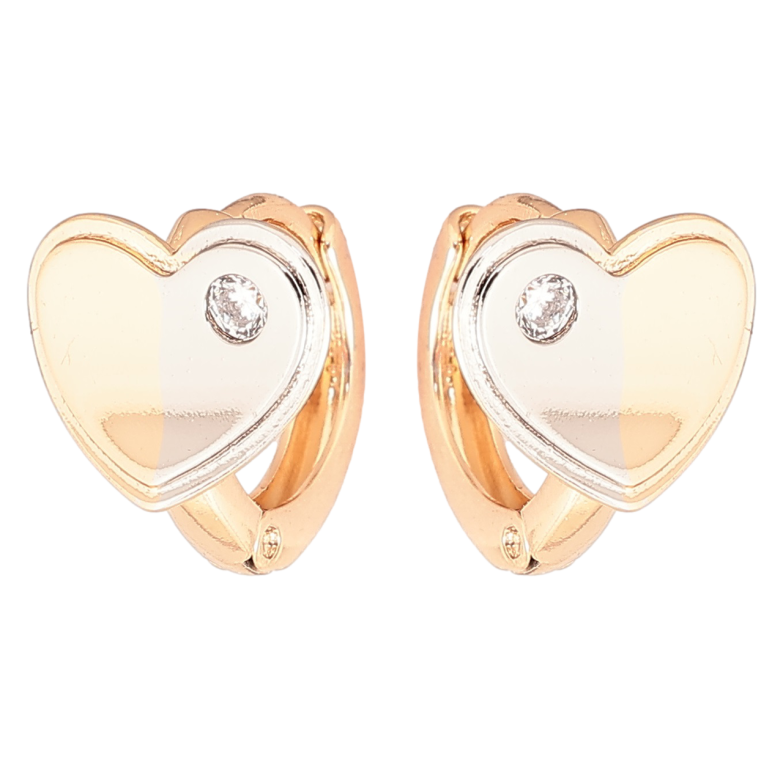 Серьги Xuping Позолота 18K + Родий колечки Сердечки фото №1