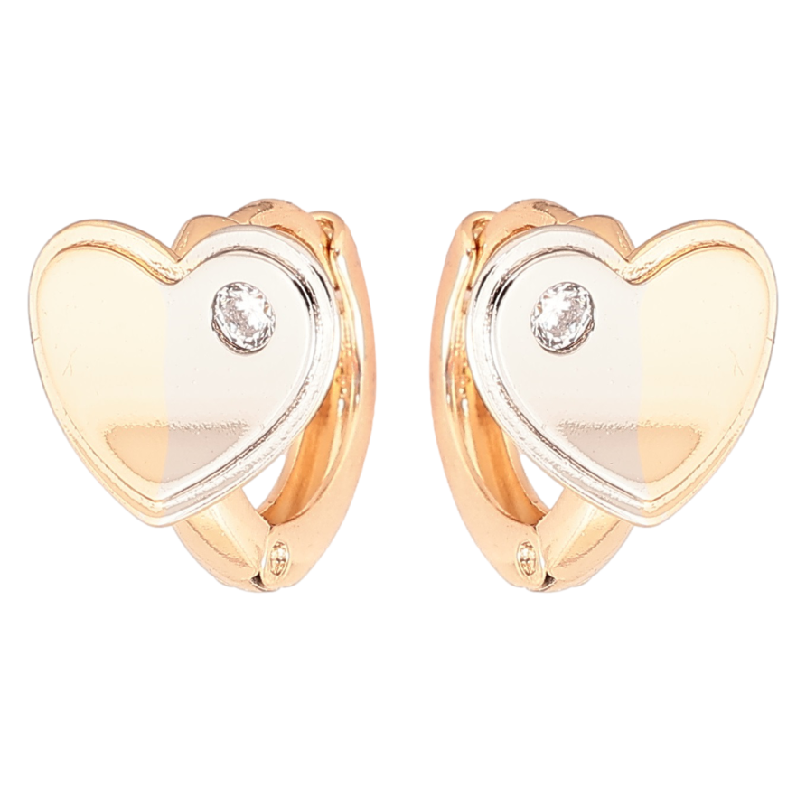 Серьги Xuping Позолота 18K + Родий колечки Сердечки фото №1