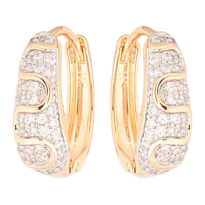 Сережки Xuping Позолота 18K + Родій колечка «Інкрустація цирконієм» фото №1 Сережки Xuping Позолота 18K + Родій колечка «Інкрустація цирконієм» фото №1