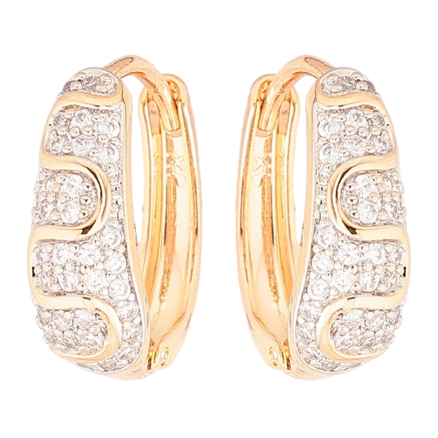 Серьги Xuping Позолота 18K + Родий колечки Инкрустация цирконием фото №1