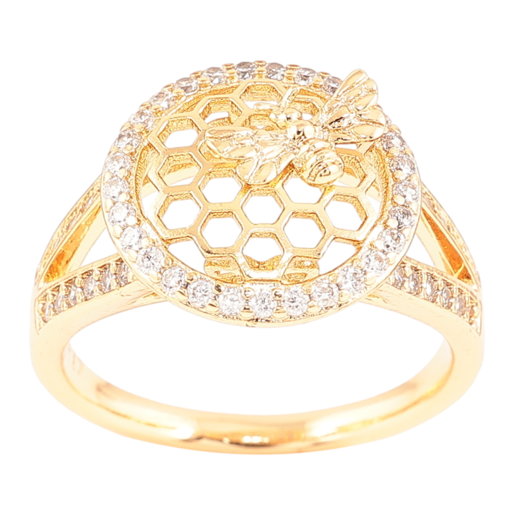 Каблучка Xuping Позолота 18K «Стільники з бджолою» фото №19 Каблучка Xuping Позолота 18K «Стільники з бджолою» фото №19