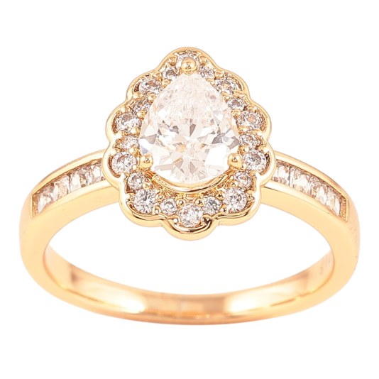 Кольцо Xuping Позолота 18K Кристальная капелька в обрамлении циркония фото №1
