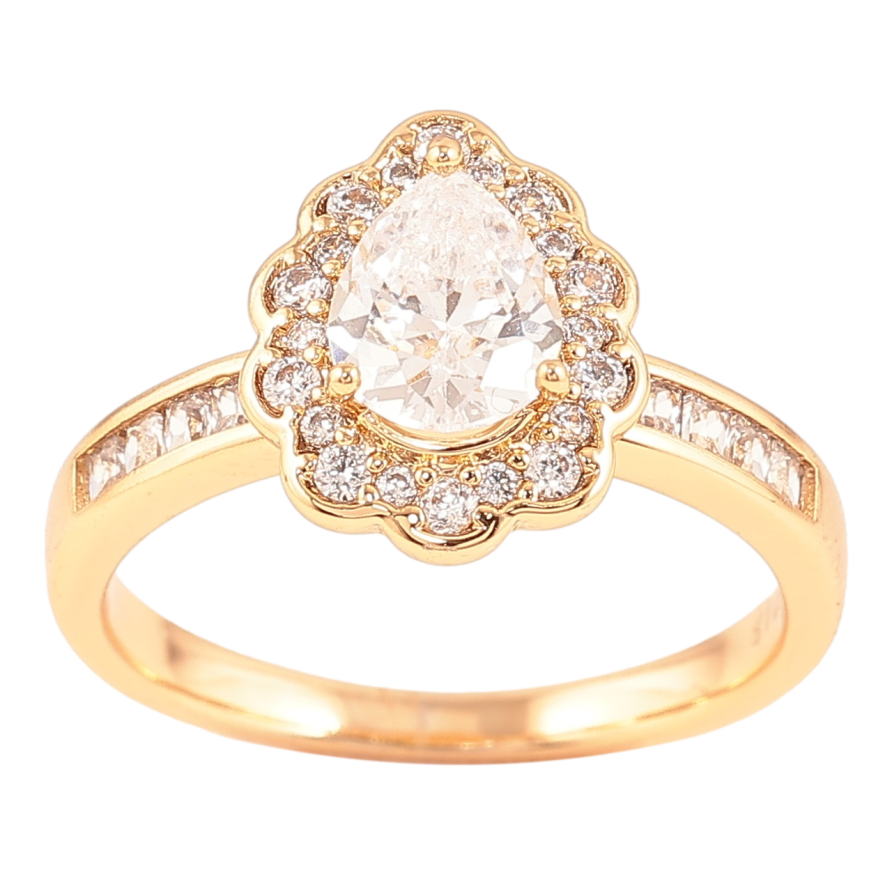 Каблучка Xuping Позолота 18K «Кришталева крапелька в обрамленні цирконію» фото №1