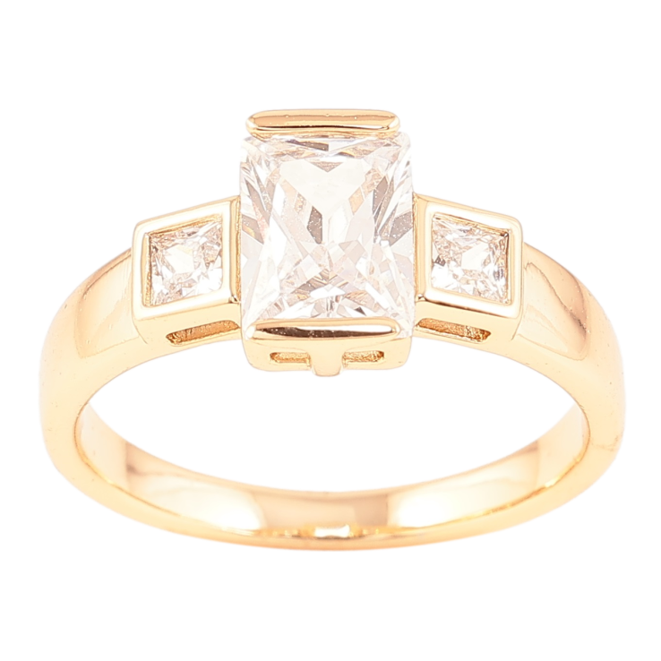 Каблучка Xuping Позолота 18K «Три кристали» фото №18