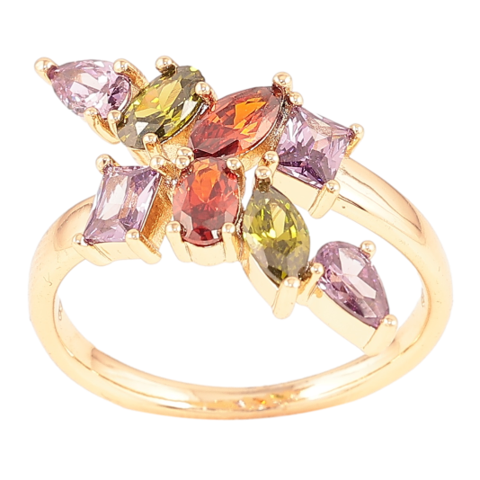 Кольцо Xuping Позолота 18K Узор из разноцветных фианитов фото №1 Кольцо Xuping Позолота 18K Узор из разноцветных фианитов фото №1