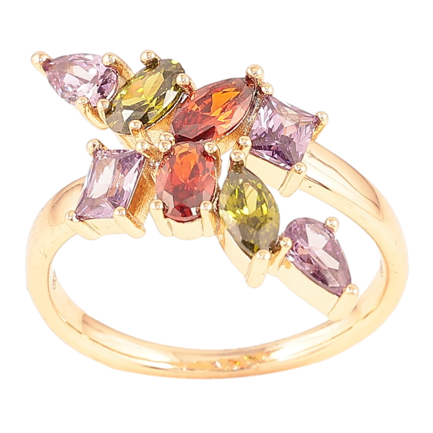 Каблучка Xuping Позолота 18K «Візерунок з різнокольорових фіанітів» фото №1