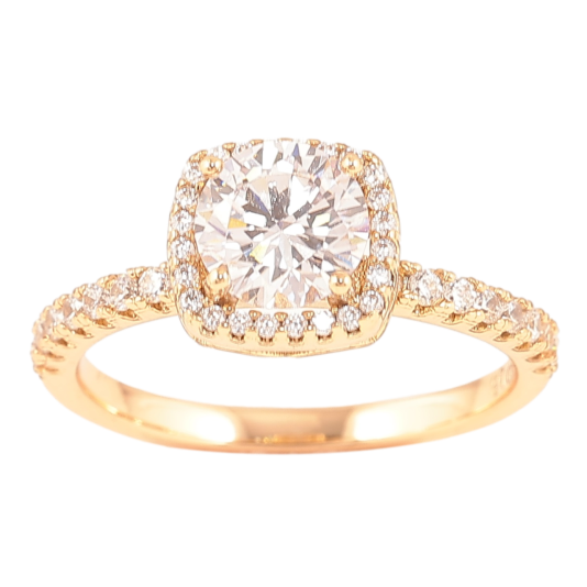 Кольцо Xuping Позолота 18K Фианит в обрамлении циркония фото №1