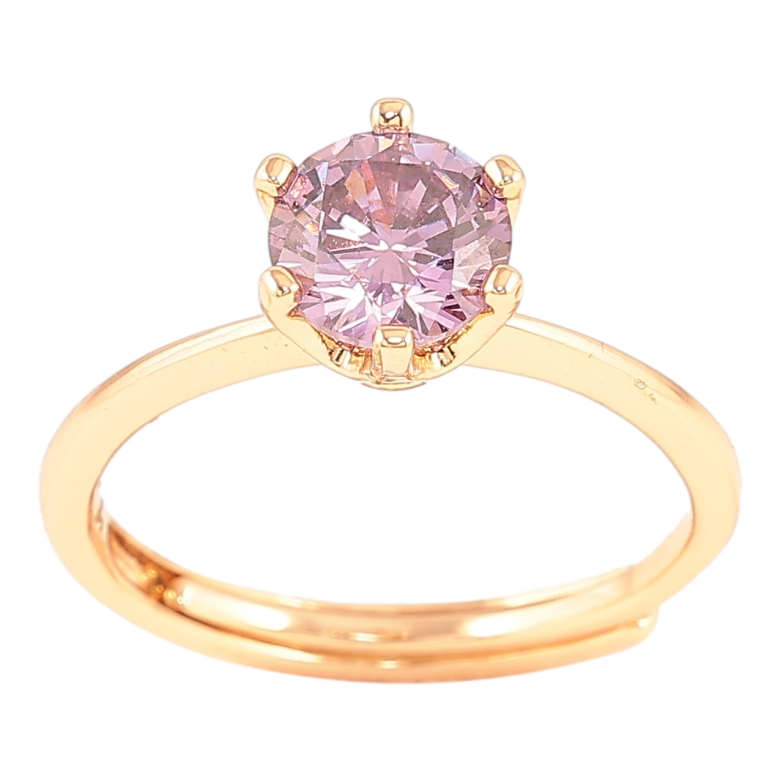 Каблучка Xuping Позолота 18K «Бузковий фіаніт, ø 6мм» фото №1