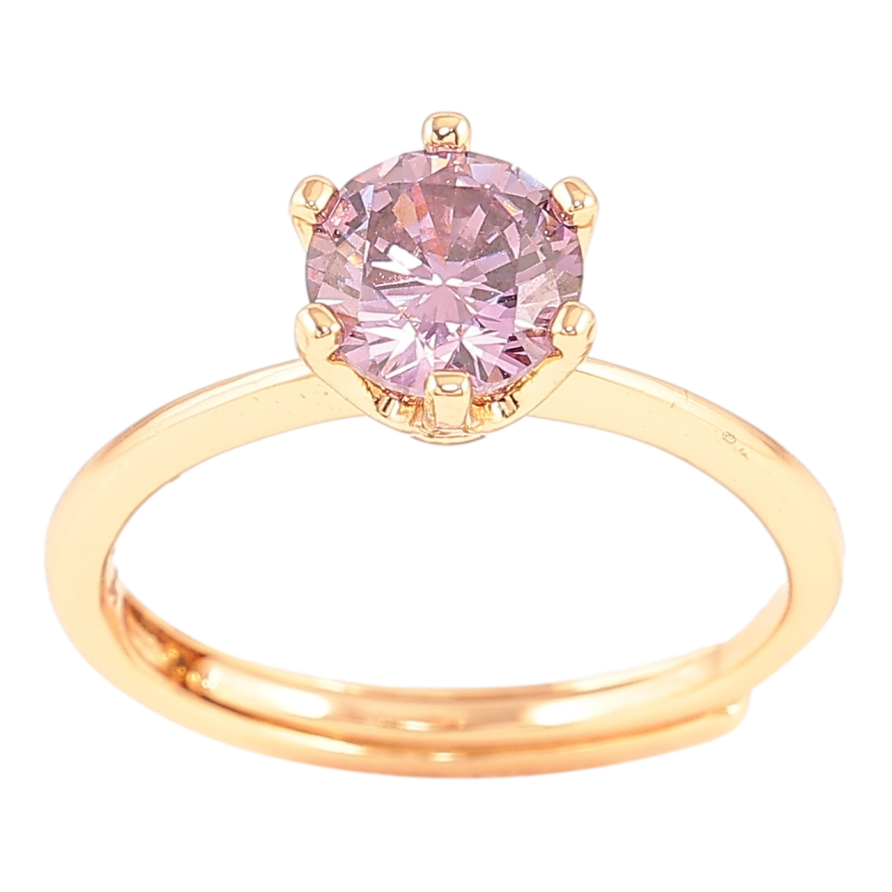 Каблучка Xuping Позолота 18K «Бузковий фіаніт, ø 6мм» фото №1