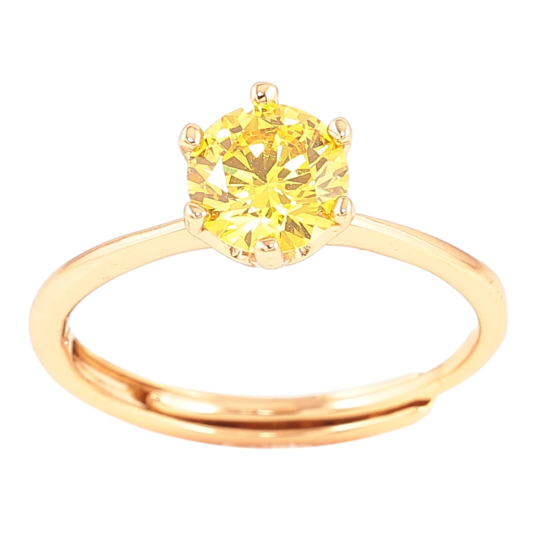 Каблучка Xuping Позолота 18K «Жовтий фіаніт, ø 6мм» фото №1