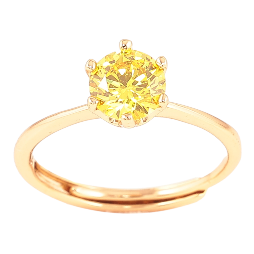 Кольцо Xuping Позолота 18K Желтый фианит, ø 6мм фото №1