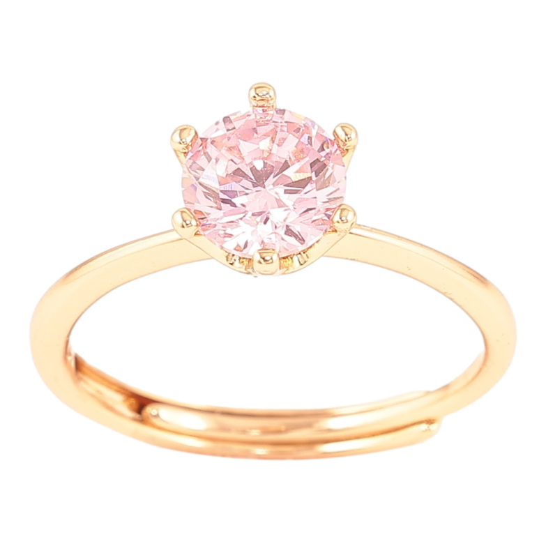 Кольцо Xuping Позолота 18K Розовый фианит, ø 6мм фото №1