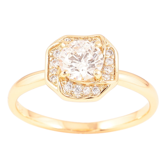 Кольцо Xuping Позолота 18K Фианит в декоративном обрамлении циркония фото №1