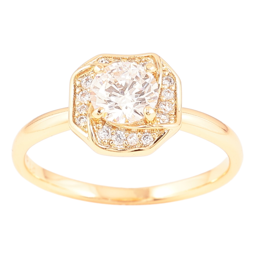 Каблучка Xuping Позолота 18K «Фіаніт у декоративному обрамленні цирконію» фото №1