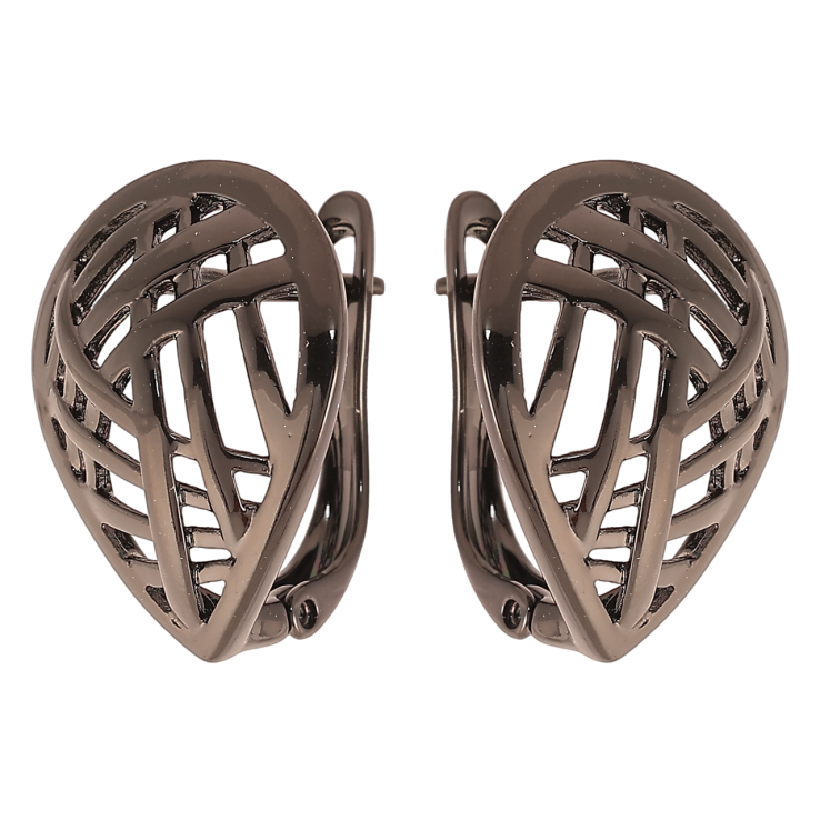 Сережки Xuping Позолота Black (чорне золото) англійський замок Різьблений візерунок» фото №11