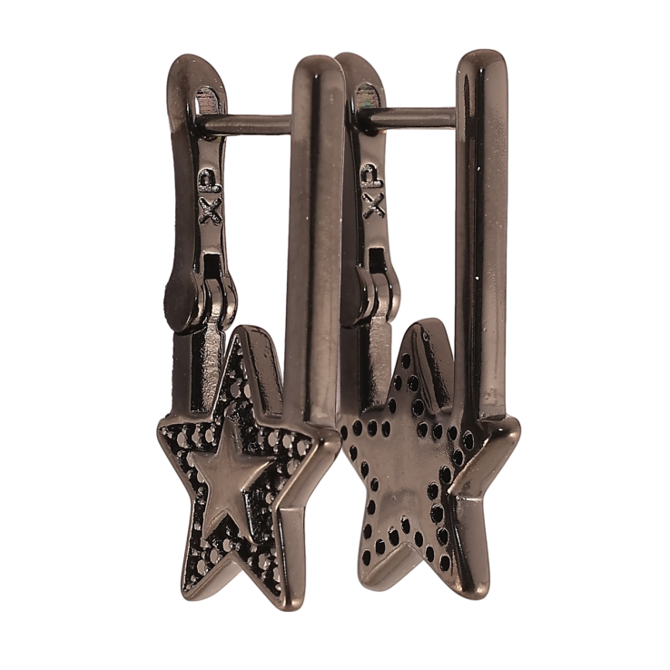 Сережки Xuping Позолота Black (чорне золото) англійський замок Зірки з чорним цирконієм» фото №13