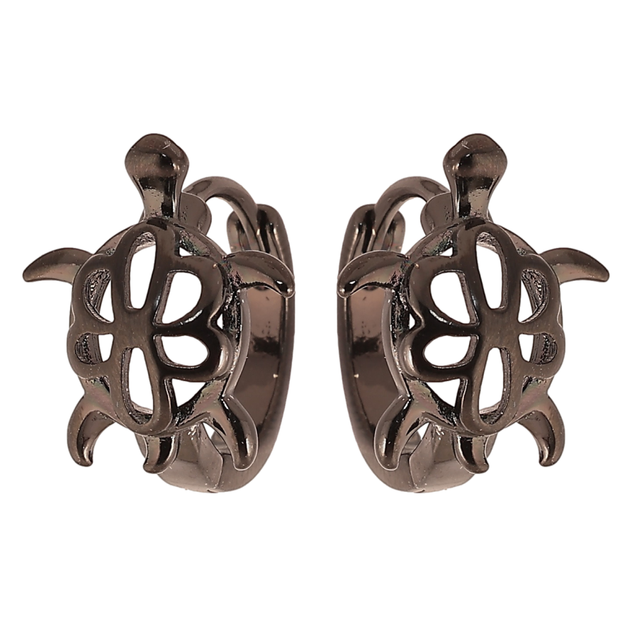 Сережки Xuping Позолота Black (чорне золото) колечка «Черепашки» фото №1 Сережки Xuping Позолота Black (чорне золото) колечка «Черепашки» фото №1