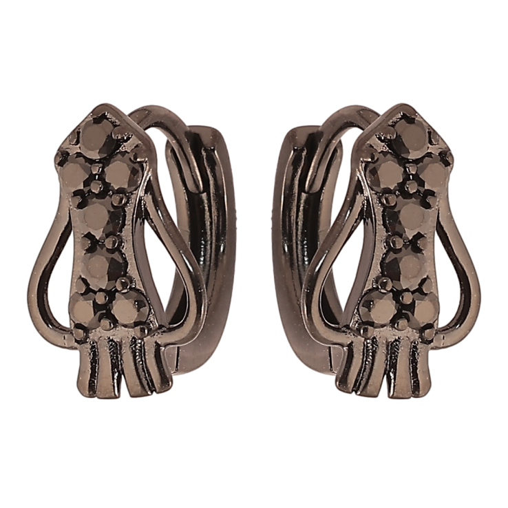 Сережки Xuping Позолота Black (чорне золото) колечка «Декоративний візерунок з чорним цирконієм» фото №10