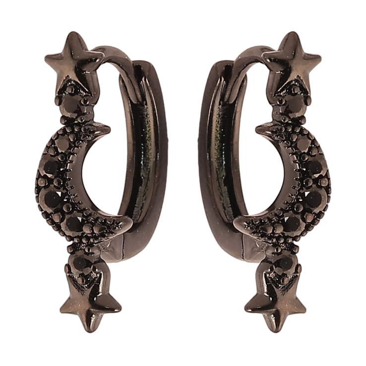 Сережки Xuping Позолота Black (чорне золото) колечка «Півмісяць з зірками» фото №25 Сережки Xuping Позолота Black (чорне золото) колечка «Півмісяць з зірками» фото №25